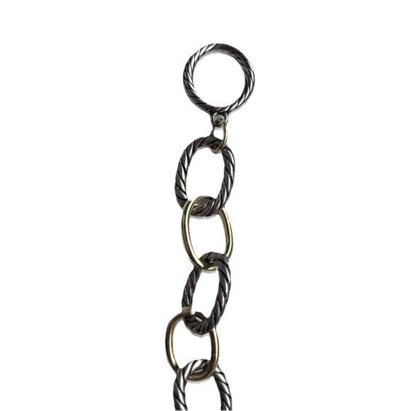 Mixed Metal Silver‎ & Gold Link Bracelet With Toggle Clasp - Size 8”-9” Long - Picture 6 of 10